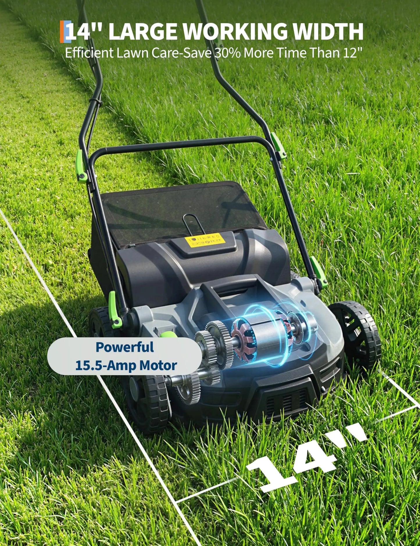 15.5 Amp Electric Lawn Dethatcher Scarifier 2-in-1