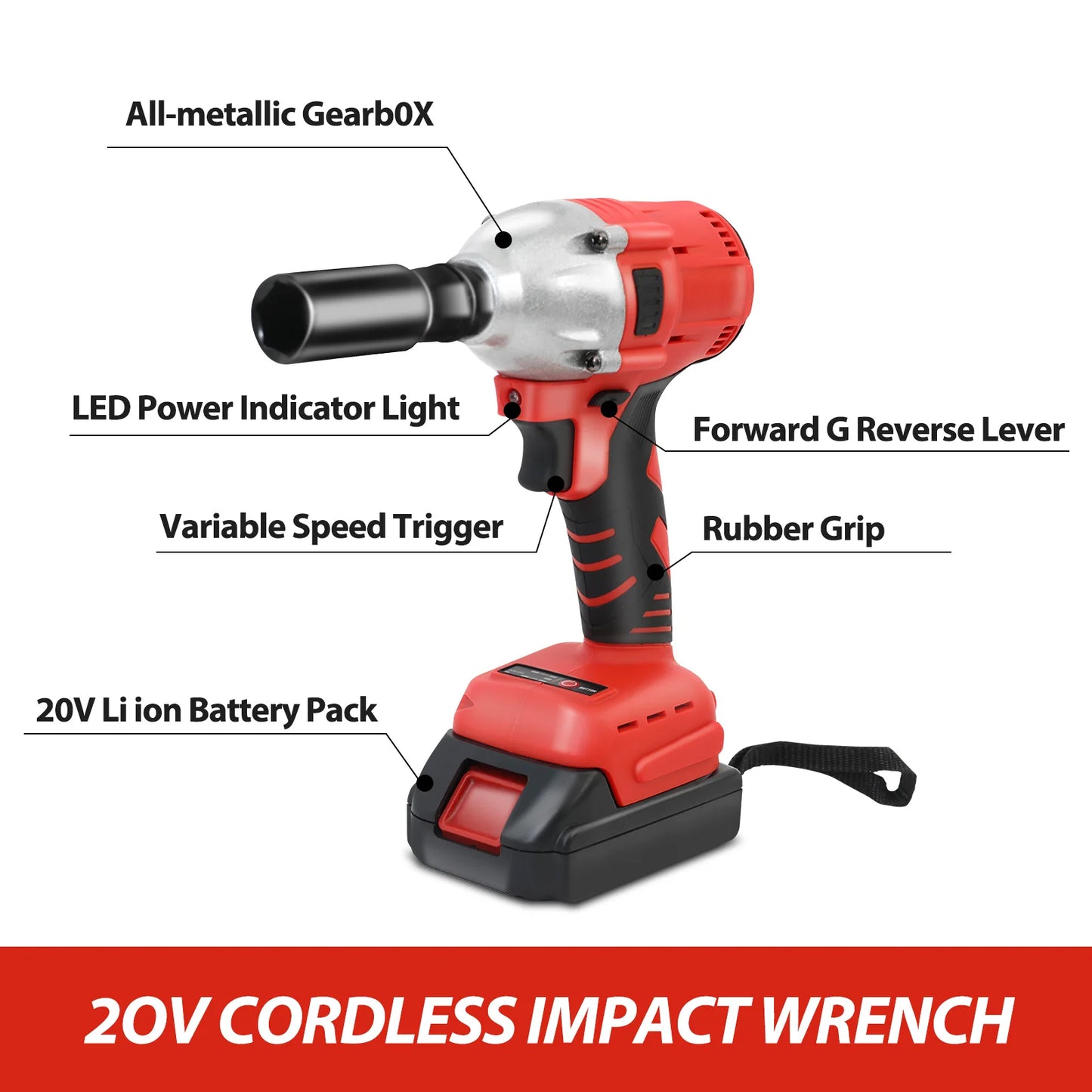 20V Cordless Impact Wrench Kit With Brushless Drill Driver Batteries