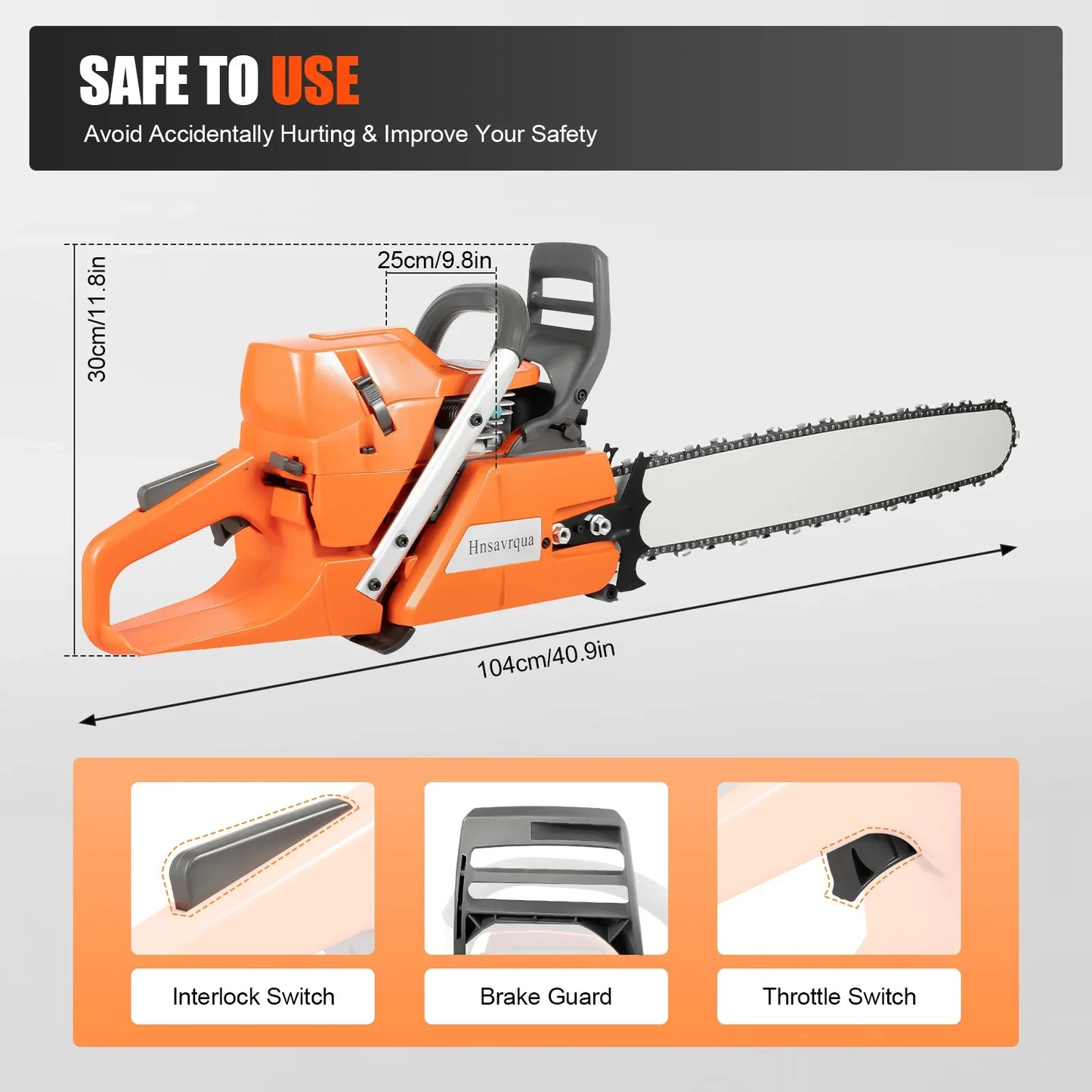 Cheuraivee Gas Powered Chainsaw 72cc 2 Stroke Handheld Wood Cutter