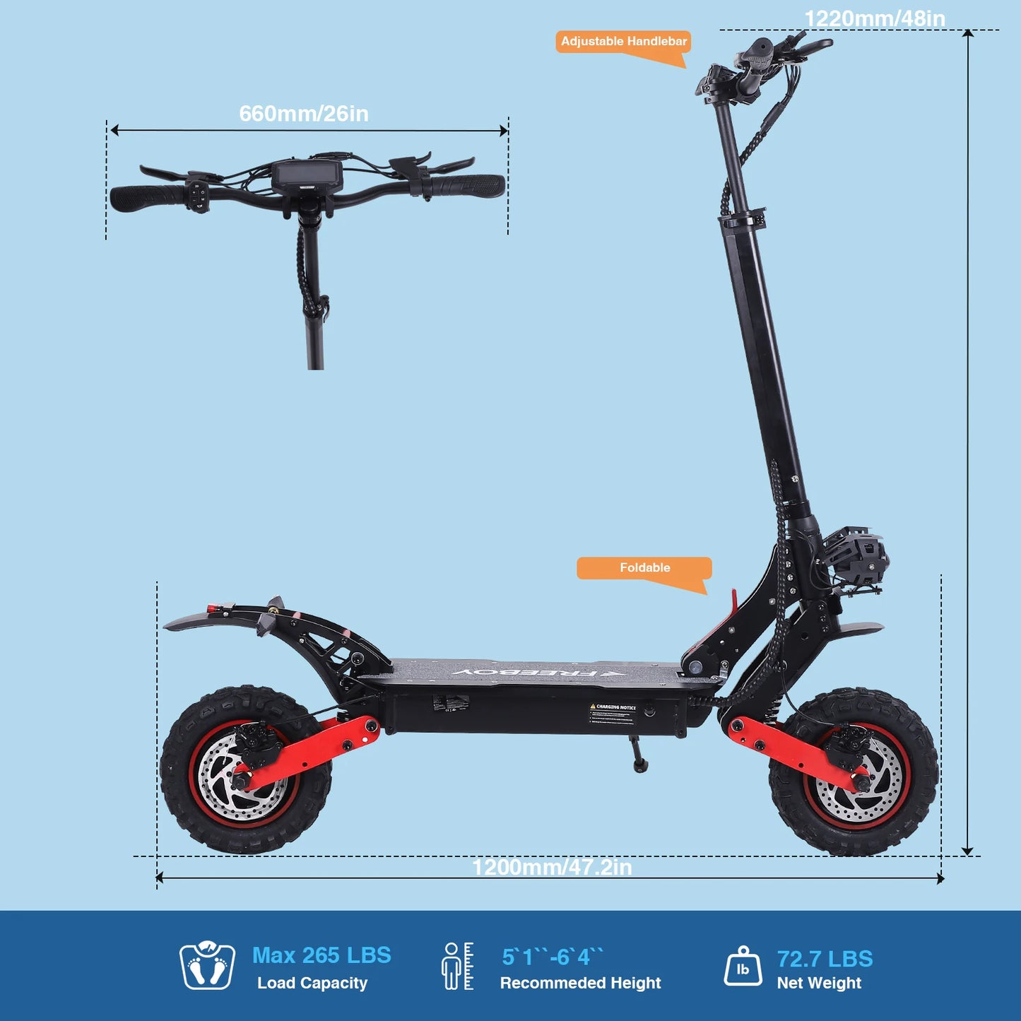 H6 Electric Scooter 2400W Dual Motor 40MPH 60V21Ah Off Road