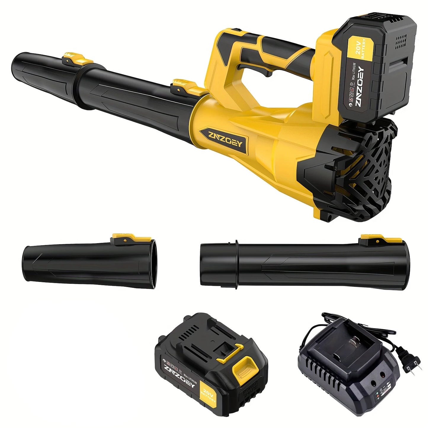 ZNZOEY High Power Cordless Leaf Blower 4Ah Battery 580CFM 160MPH