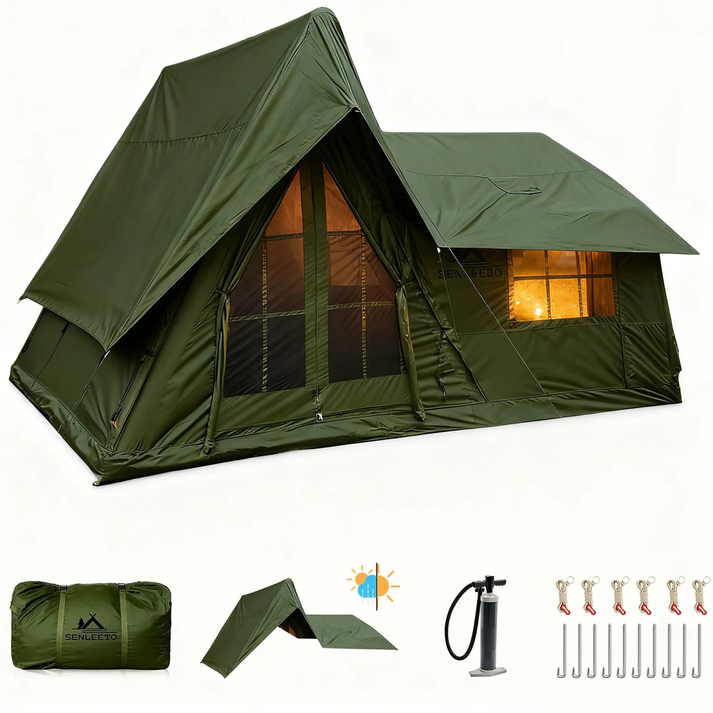 Inflatable Camping Tent 4 Season Rainfly With Stove Jack