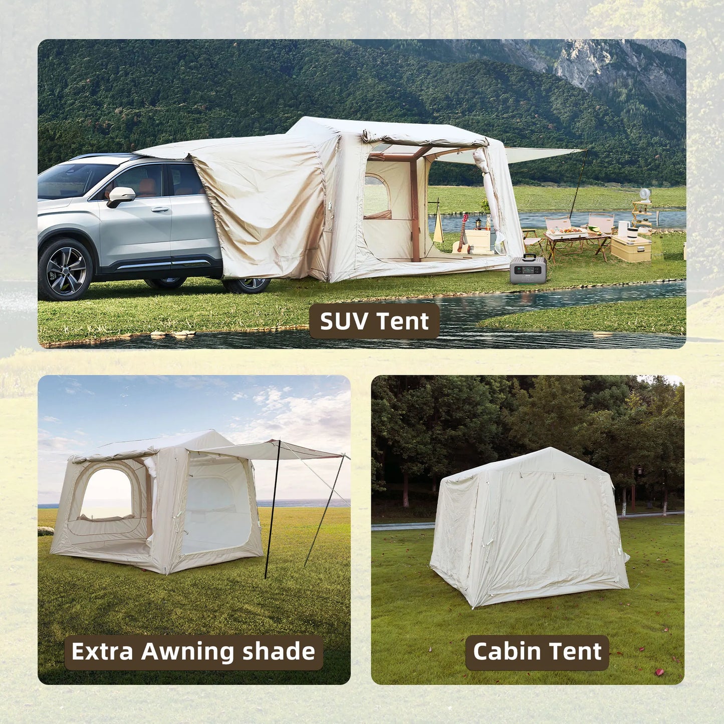 Inflatable Camping Tent For SUV Easy Setup Waterproof Air Glamping