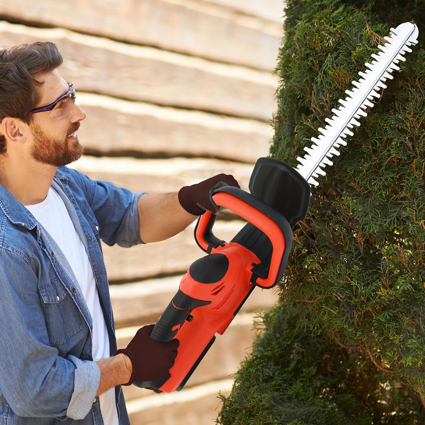Cordless Hedge Trimmer With 3Ah Battery Charger For Yard Garden