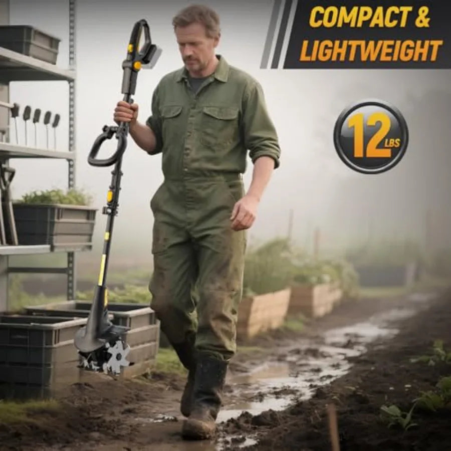 Cordless Tiller Cultivator For 20V Max Battery 360 RPM