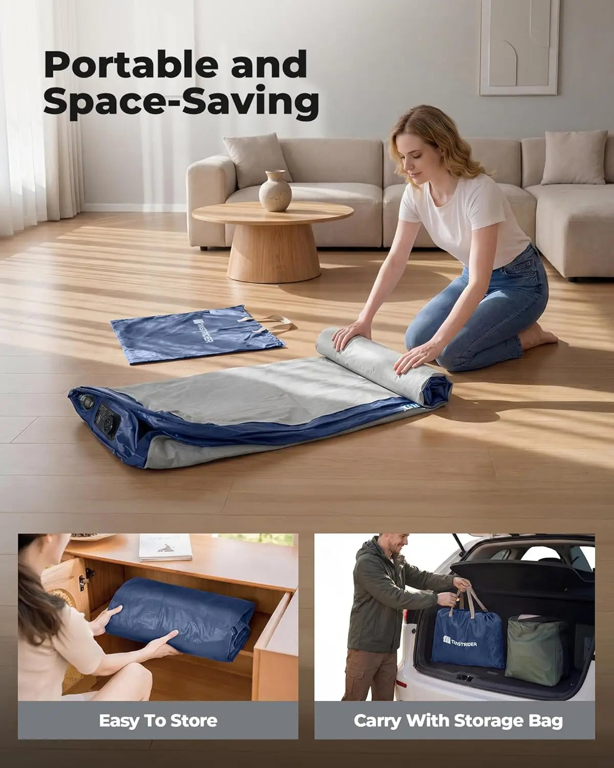 Air Mattress Built-In Pump for Guests and Camping Comfort
