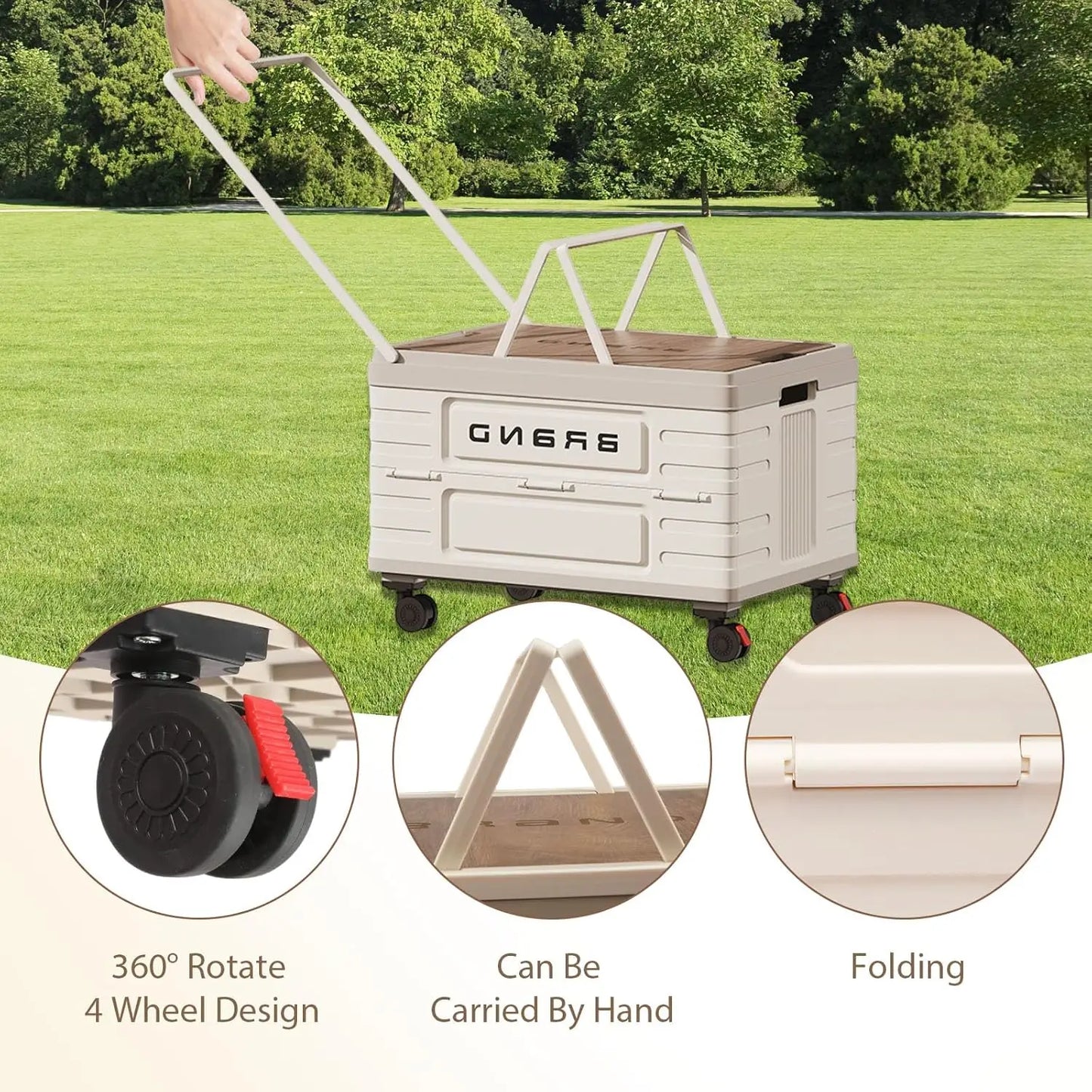 360 Rotating Foldable Storage Cart With Silent Wheels
