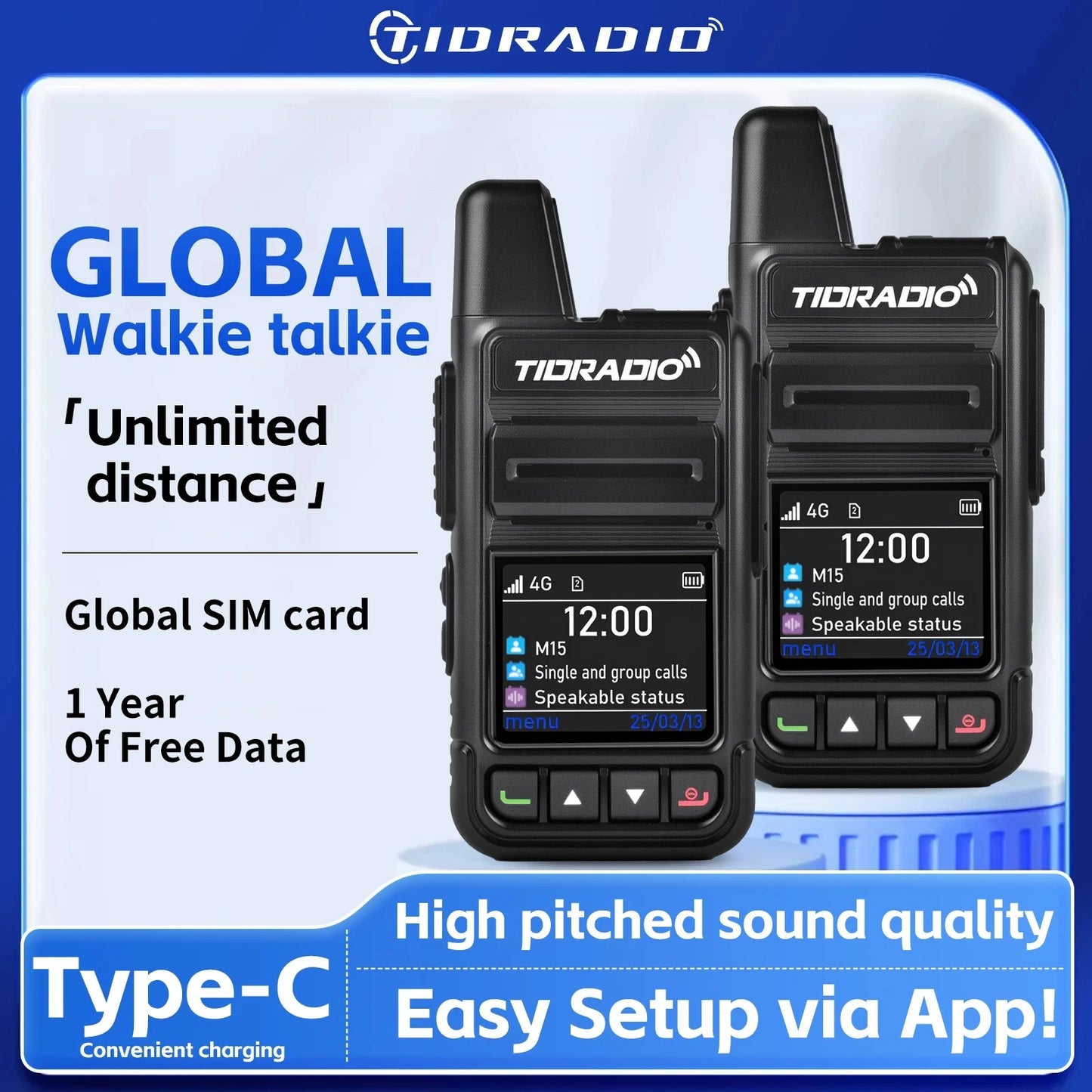 TIDRADIO TD-M15 Global POC Radio 4G Long Range Walkie Talkie
