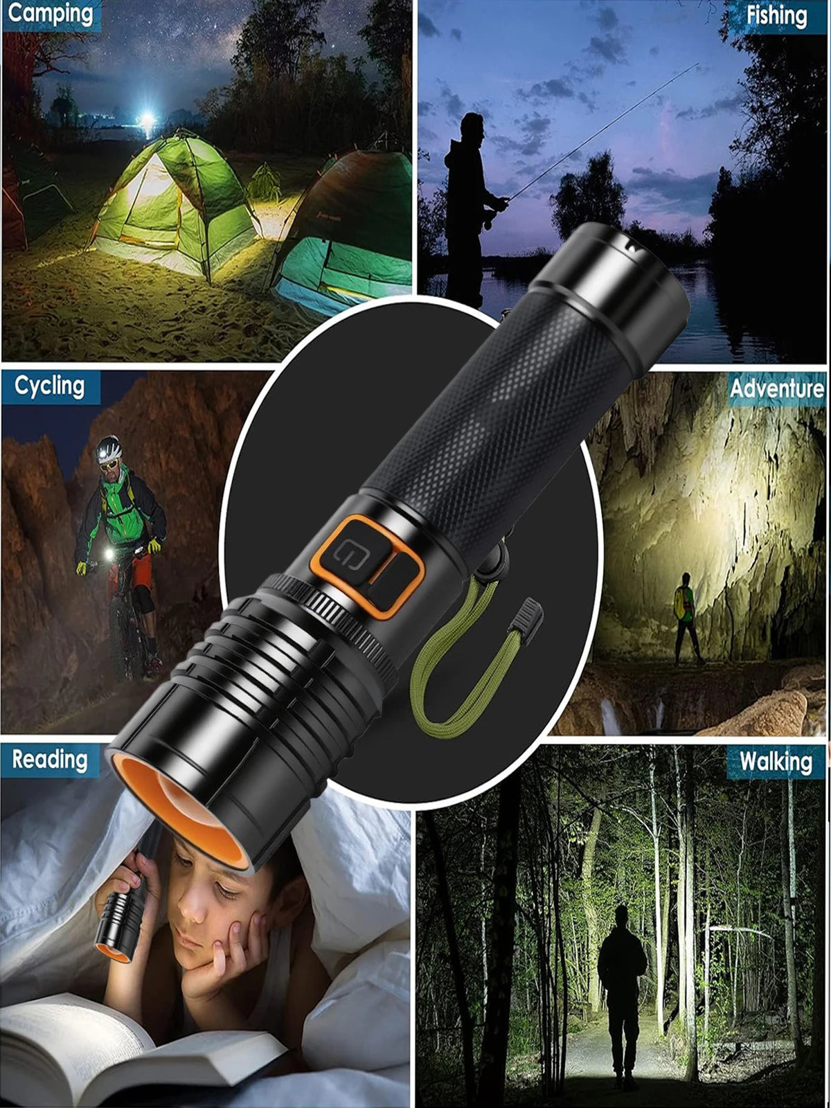 Skywolfeye EDC Tactical Flashlight USB C Rechargeable High Power LED