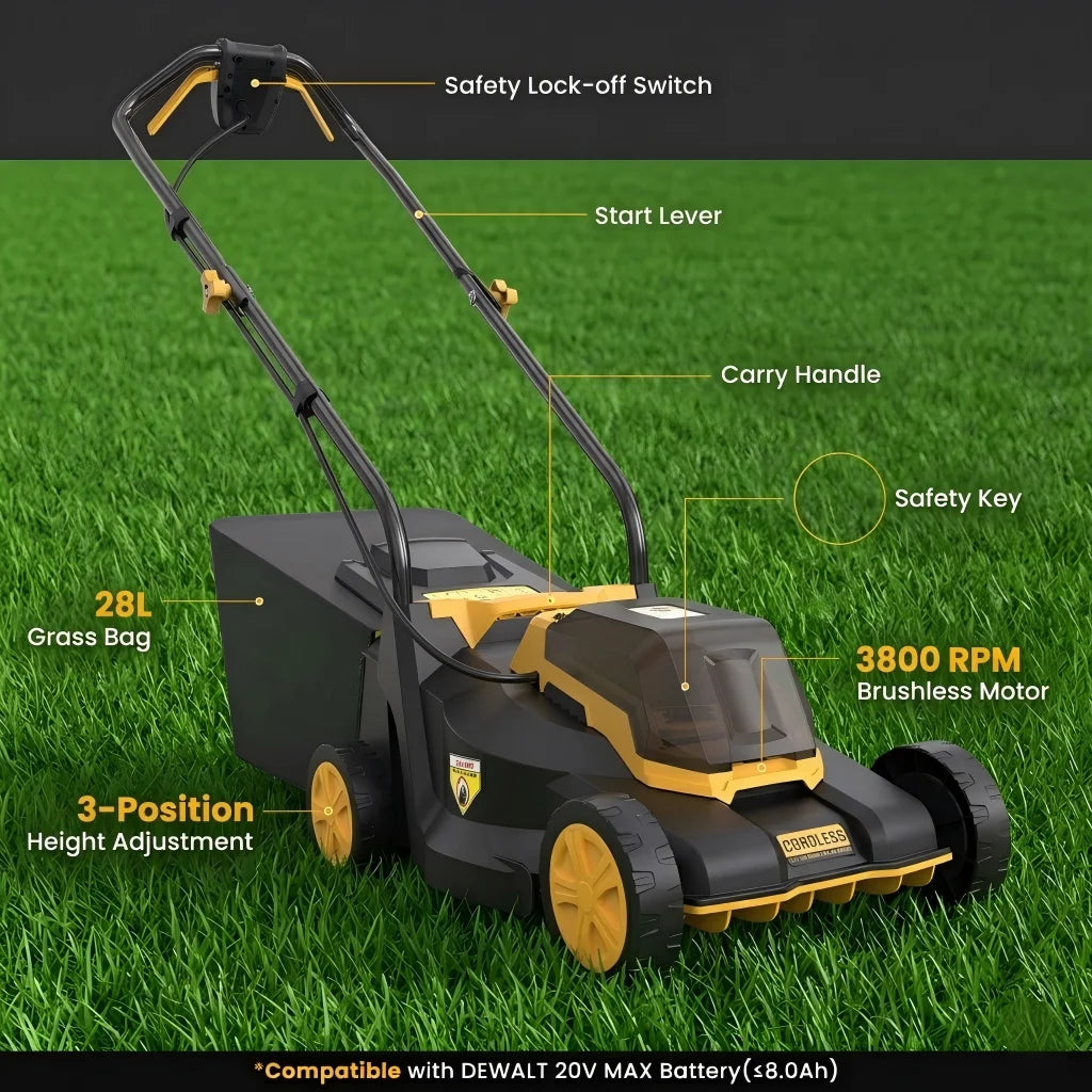 Dovaman Cordless Lawn Mower Compatible With Dewalt 20V Max Battery