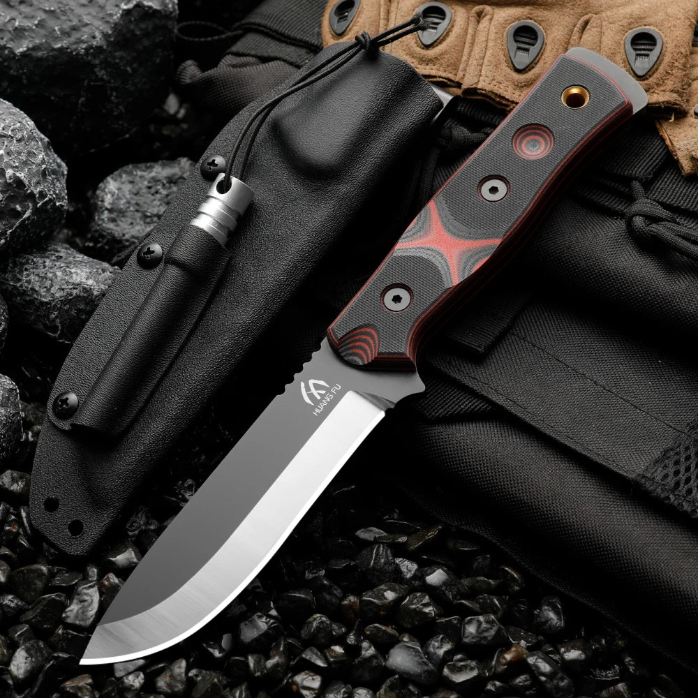 HUANGFU G10 Fixed Blade Knife With Sheath For Outdoors