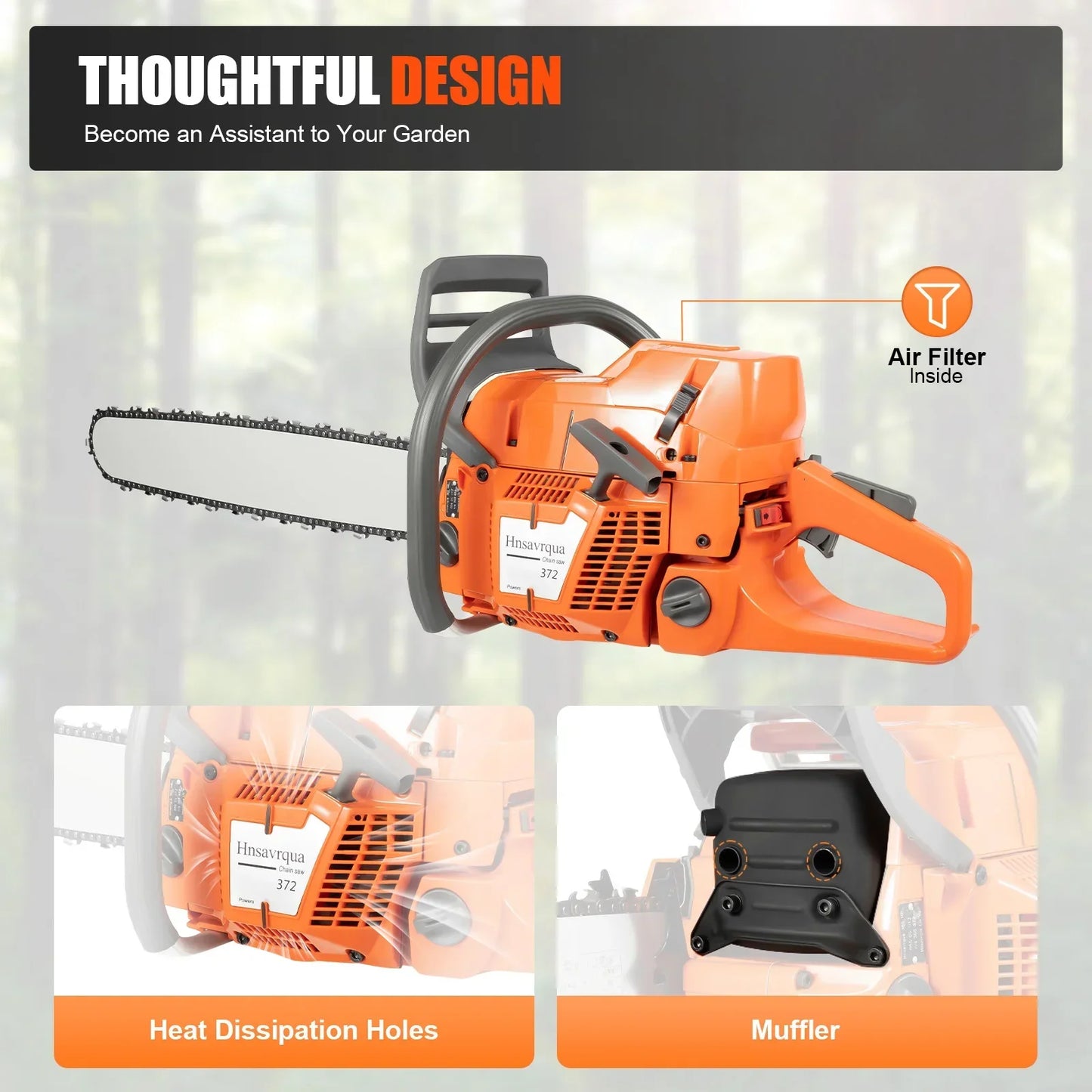 Cheuraivee Gas Powered Chainsaw 72cc 2 Stroke Handheld Wood Cutter