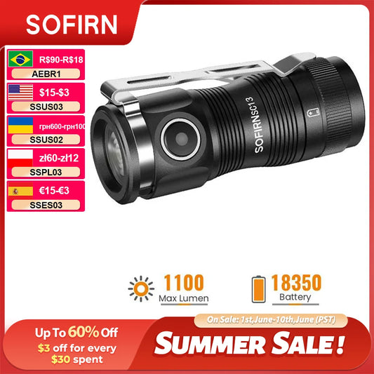 Sofirn SC13 1300lm Rechargeable 18350 LED Tactical Flashlight