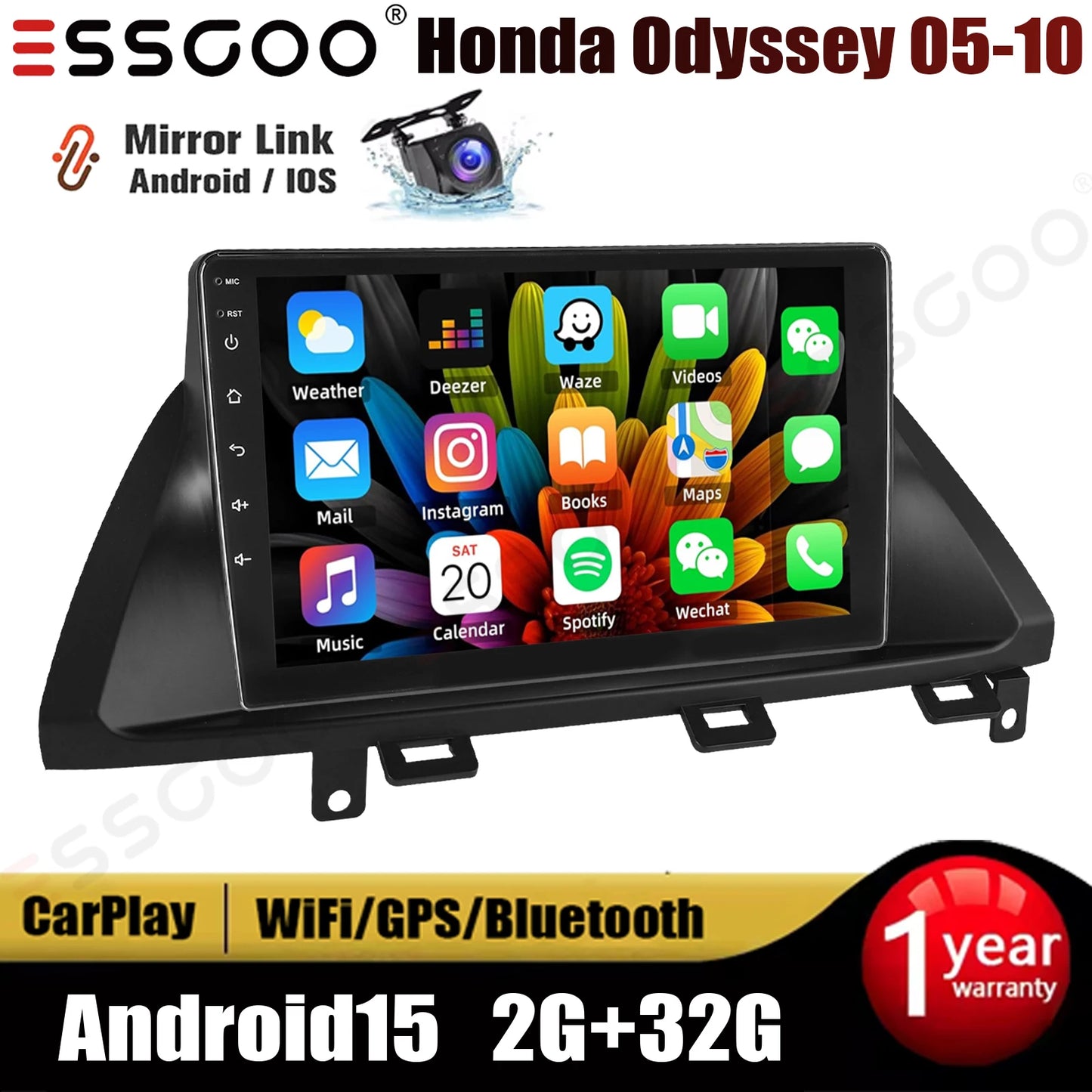 Essgoo Android Car Stereo for Honda Odyssey CarPlay GPS Navigation
