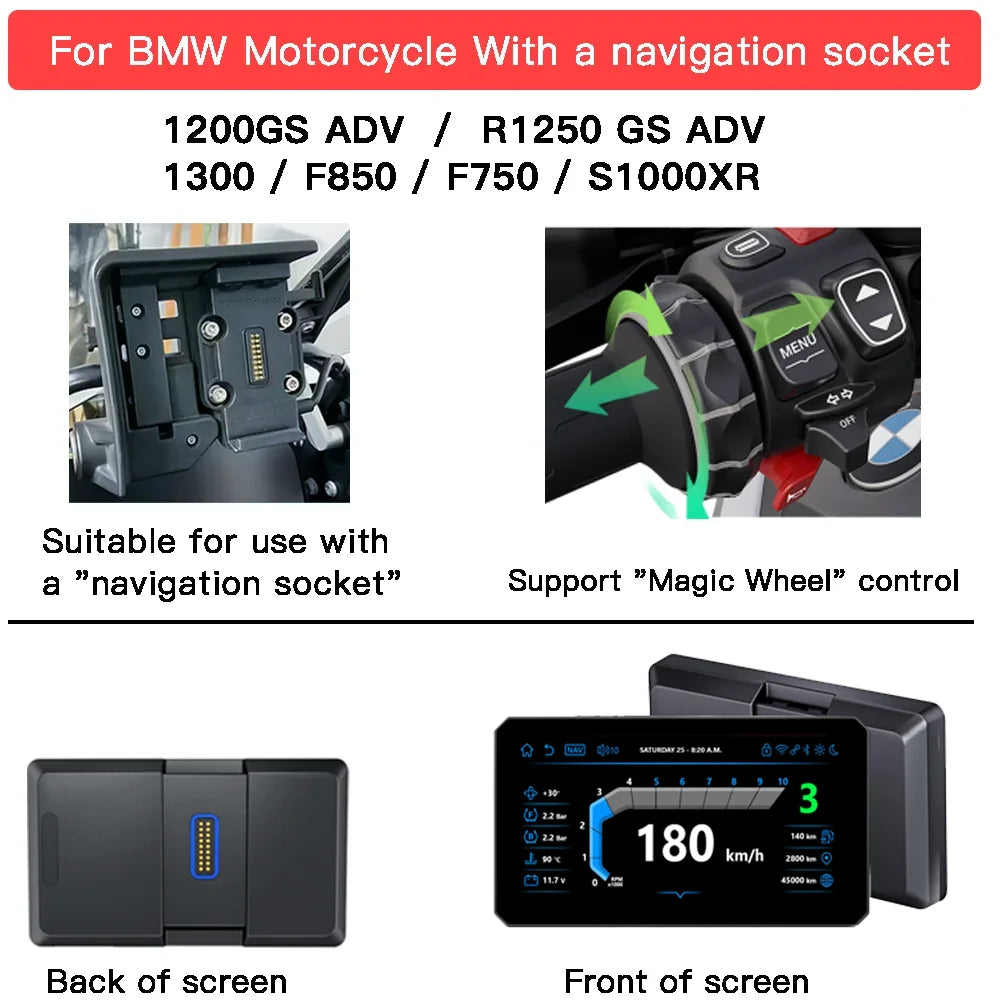 RICOEL Motorcycle Navigation With Wireless CarPlay Android Auto For BMW