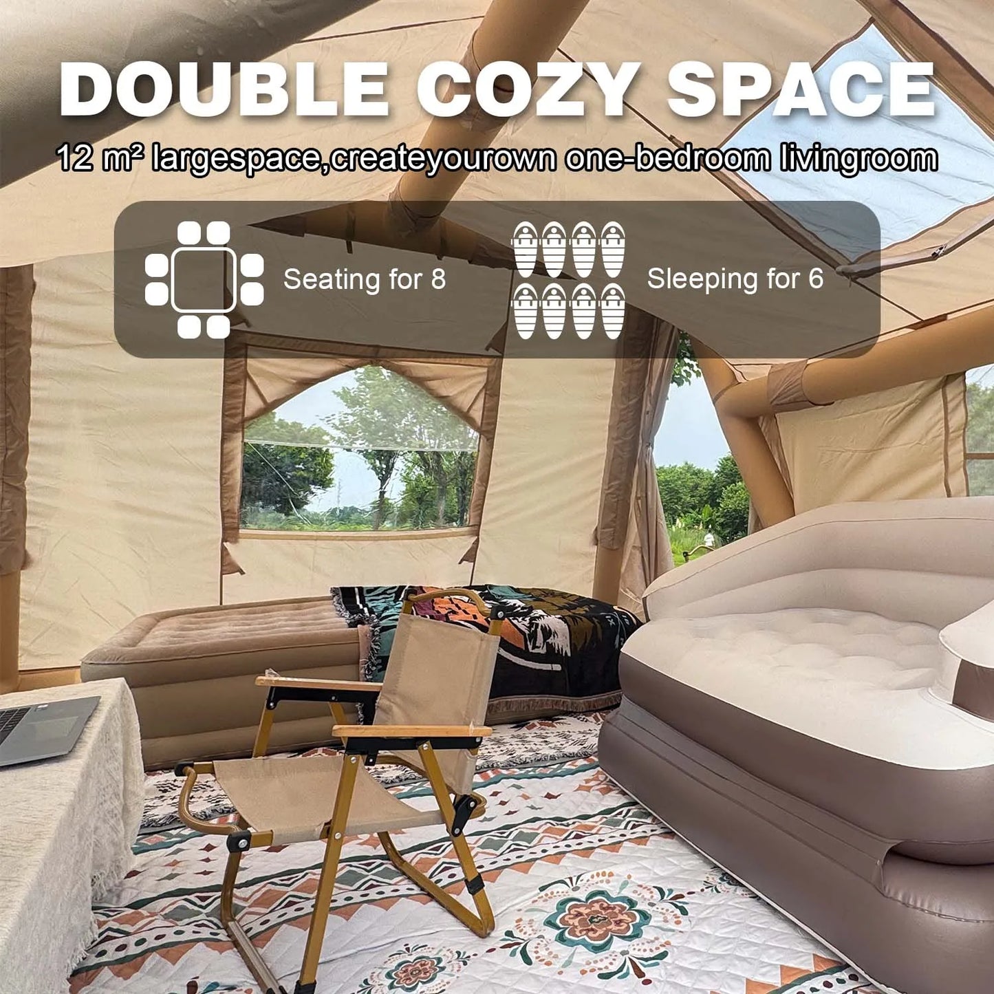 Inflatable Camping Tent 4 Season Rainfly With Stove Jack