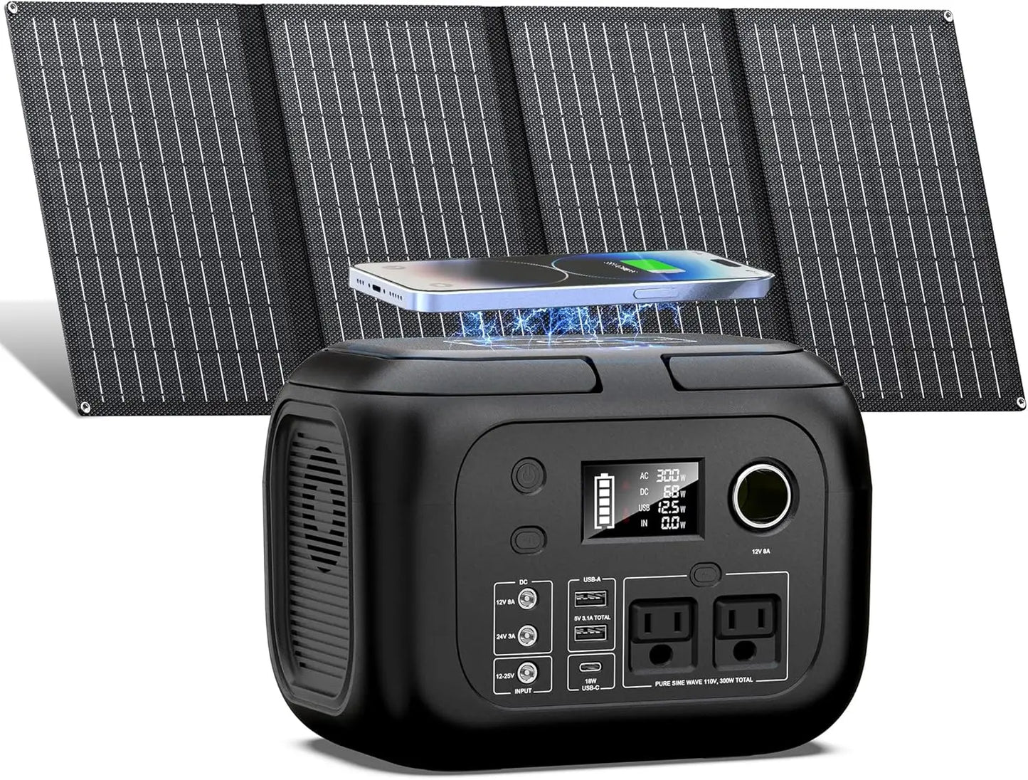 SinKeu 300W Portable Power Station With 40W Solar Panels