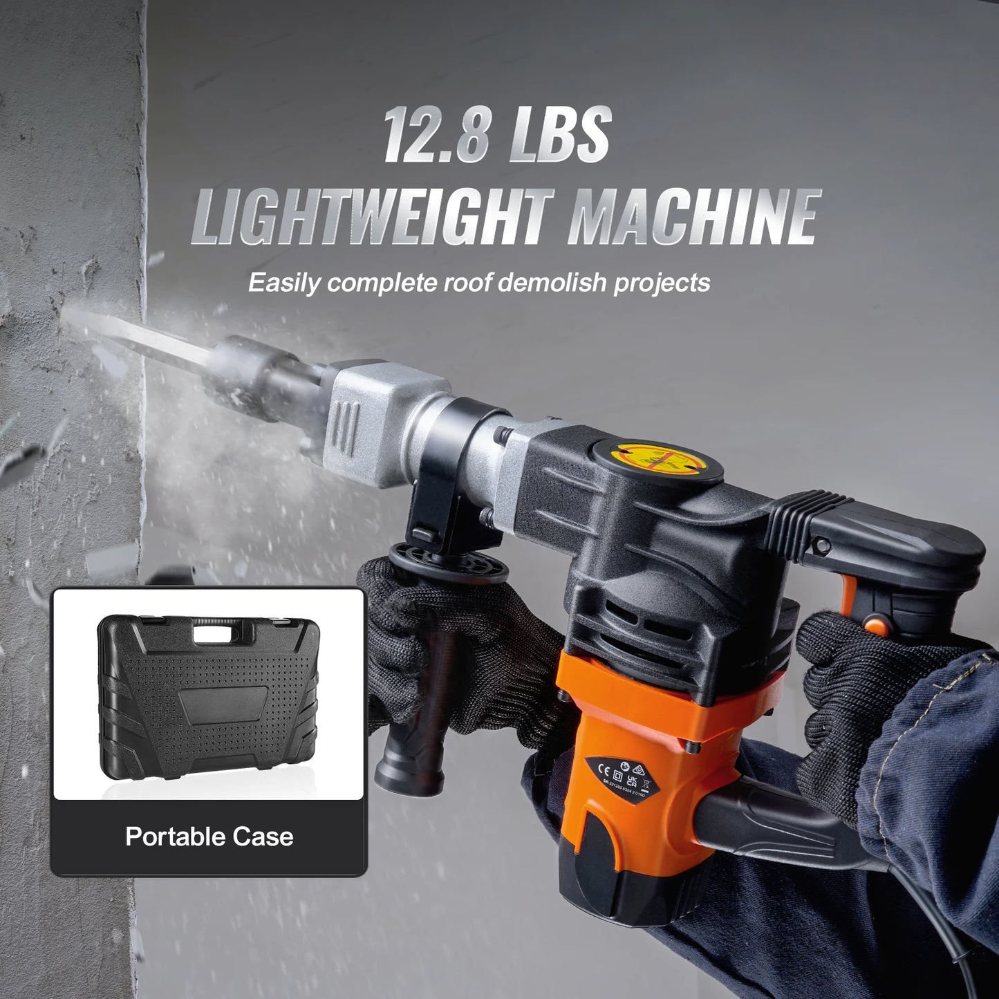 SucceBuy 1400W Demolition Jack Hammer 2900 BPM Concrete Breaker