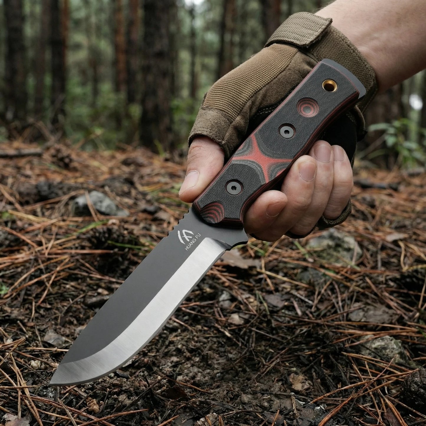 HUANGFU G10 Fixed Blade Knife With Sheath For Outdoors