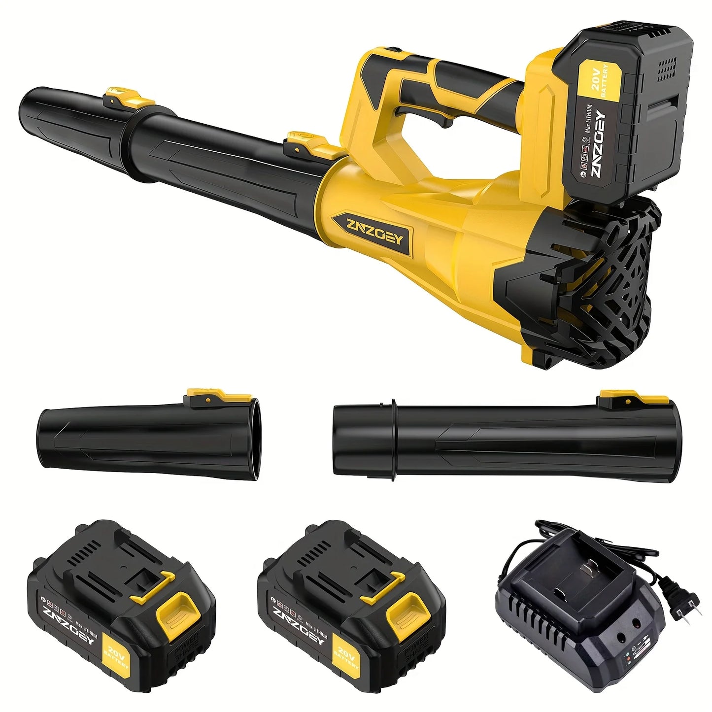 ZNZOEY High Power Cordless Leaf Blower 4Ah Battery 580CFM 160MPH