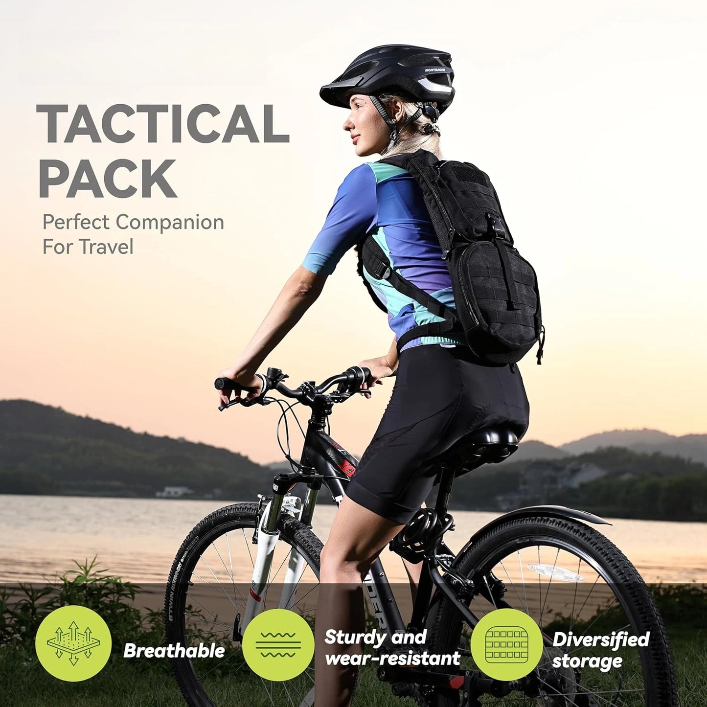 Tactical Hydration Backpack With 3L Bladder For Outdoor Activities