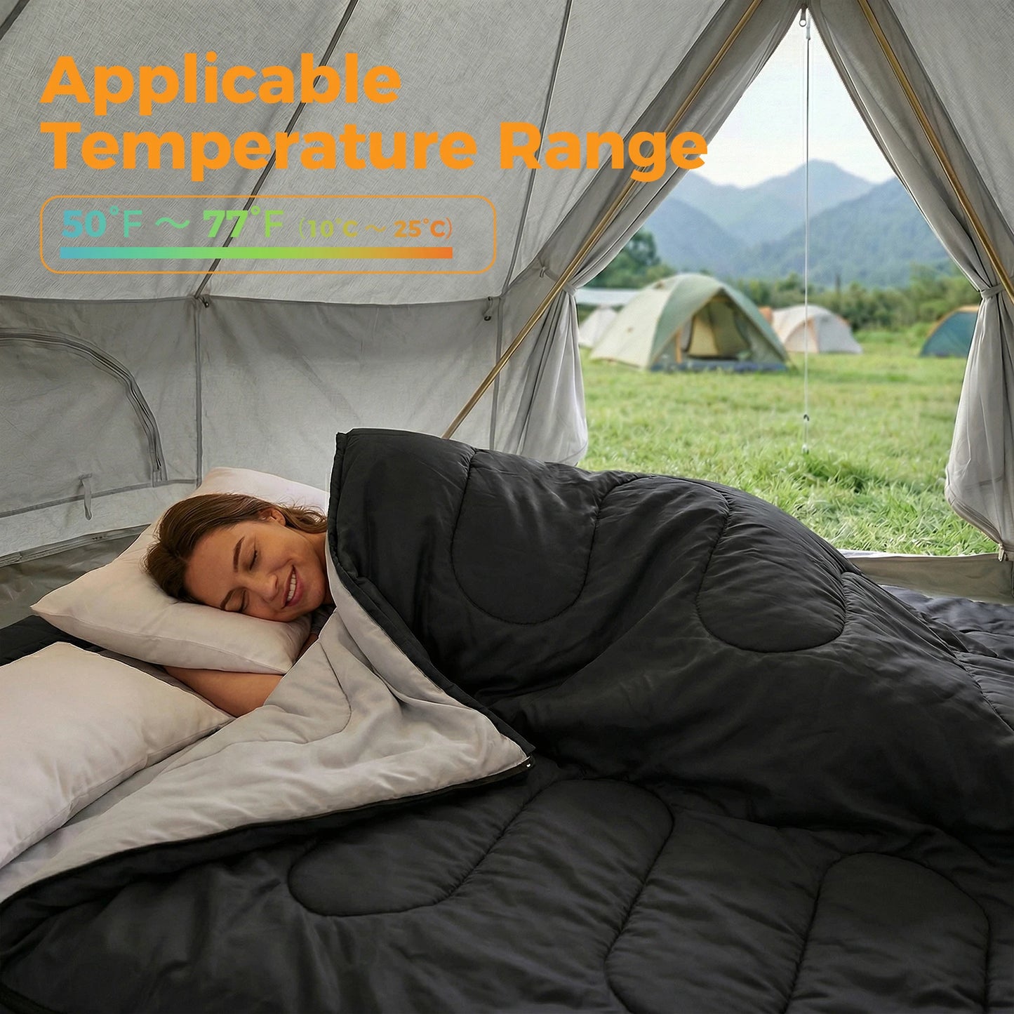 Lightweight Double Sleeping Bag For Two Adults With Pillow 3 Season Portable