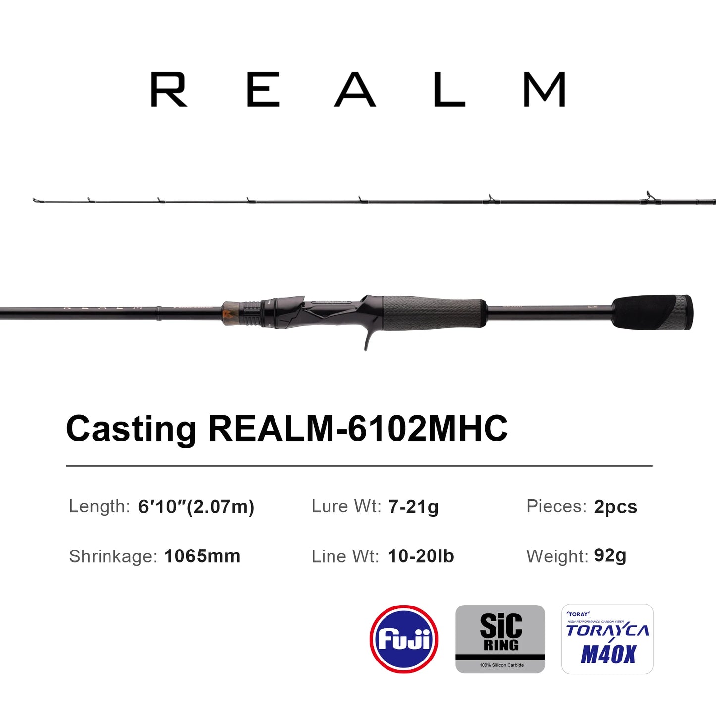 Pure-lure Realm Bass Rod FF Action Spinning Toray Carbon
