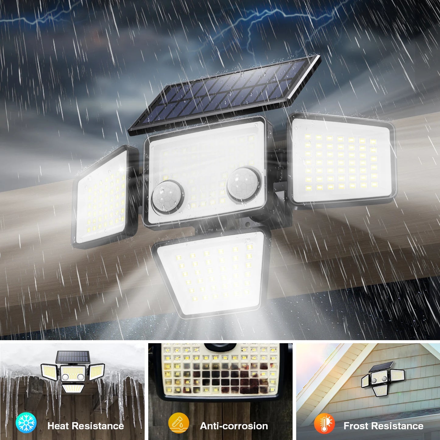SZRSTH Outdoor Solar Lights 2 Pack LED IP65 Motion Sensor