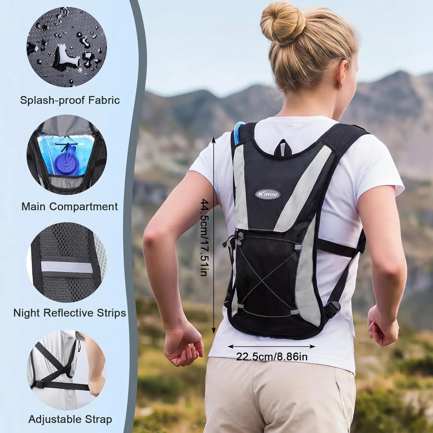 Lightweight Insulated Hydration Backpack 1.5L For Running Hiking Cycling