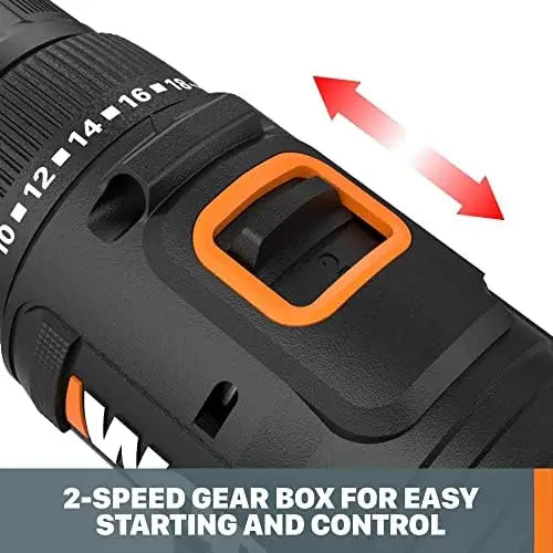 Worx WX108L 20V Cordless Drill Driver Variable Speed LED Light
