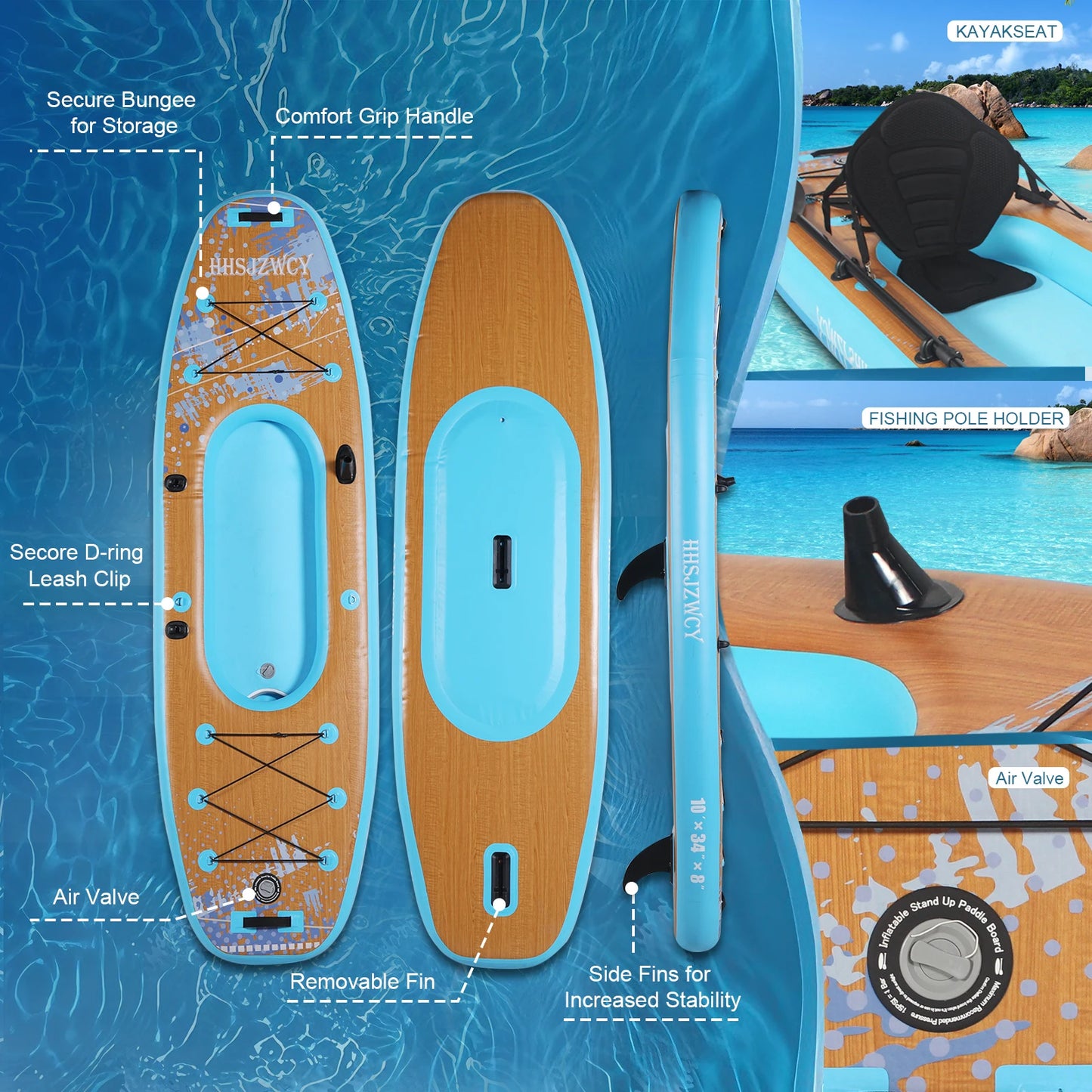 HHSJZWCY Inflatable Stand Up Paddle Board Kayak For Adults Seat