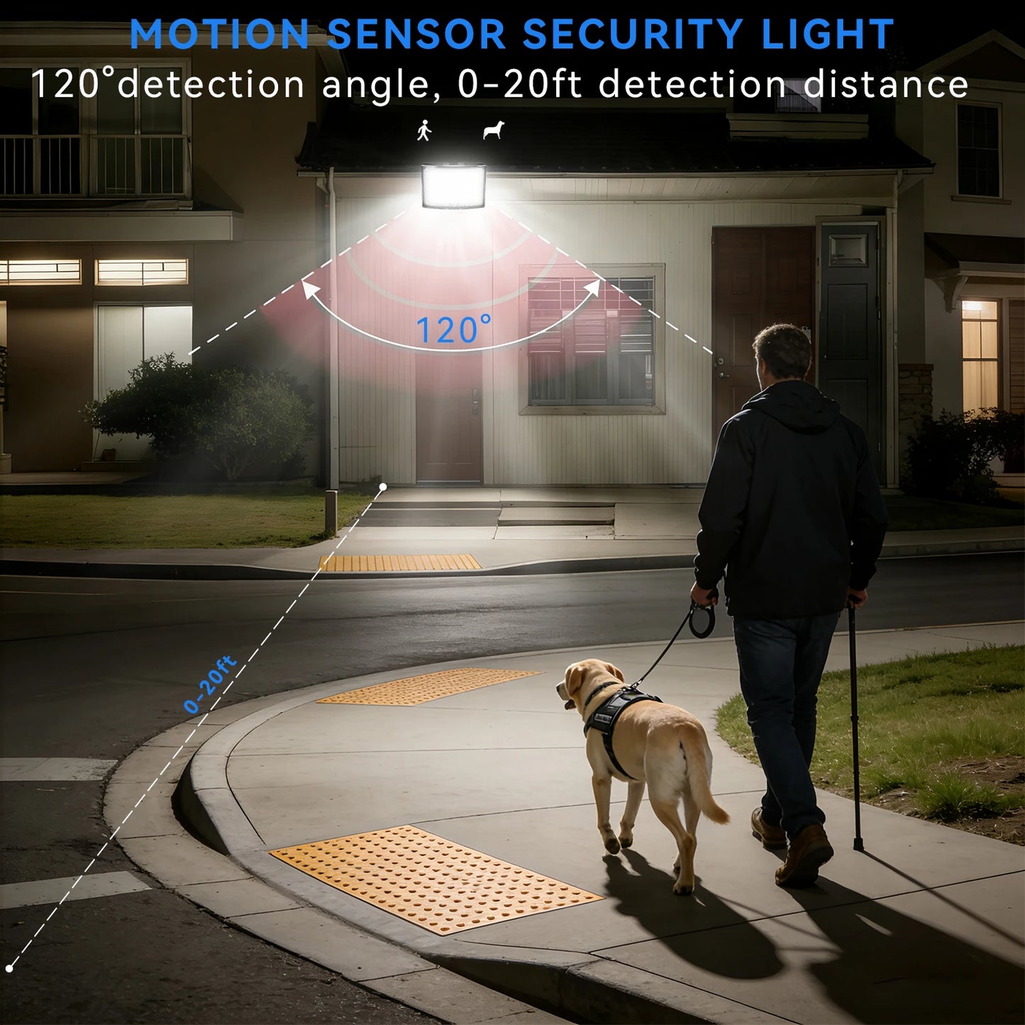 GHUSTAR Solar Motion Sensor Outdoor Lights IP65 Waterproof Garden Lamp