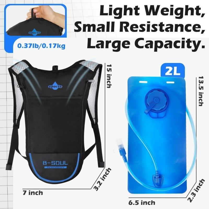 Hydration Backpack 2L with Lightweight TPU Oxford Cloth Water Bladder for Hiking