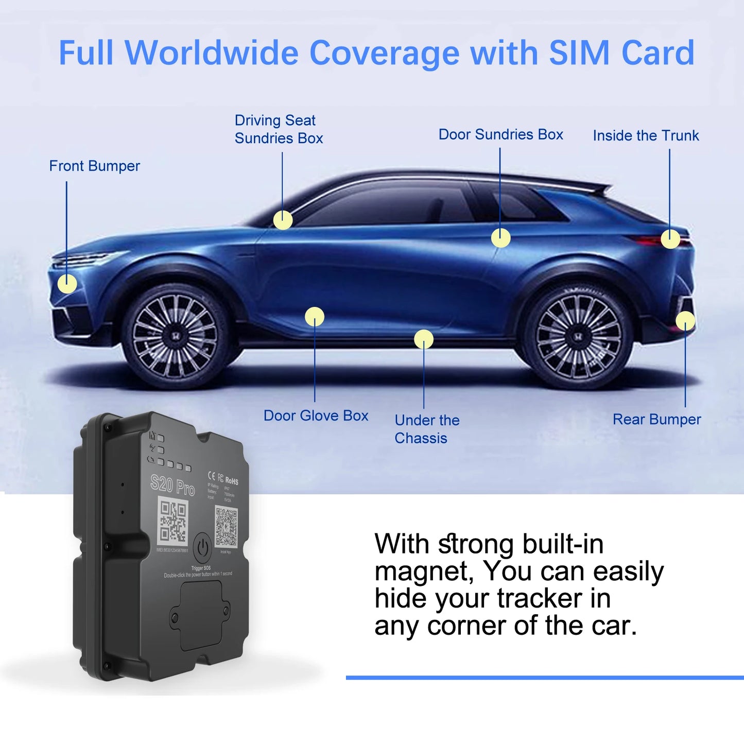 Wanwaytech 4G GPS Vehicle Tracker Real Time Anti Lost Subscription Required