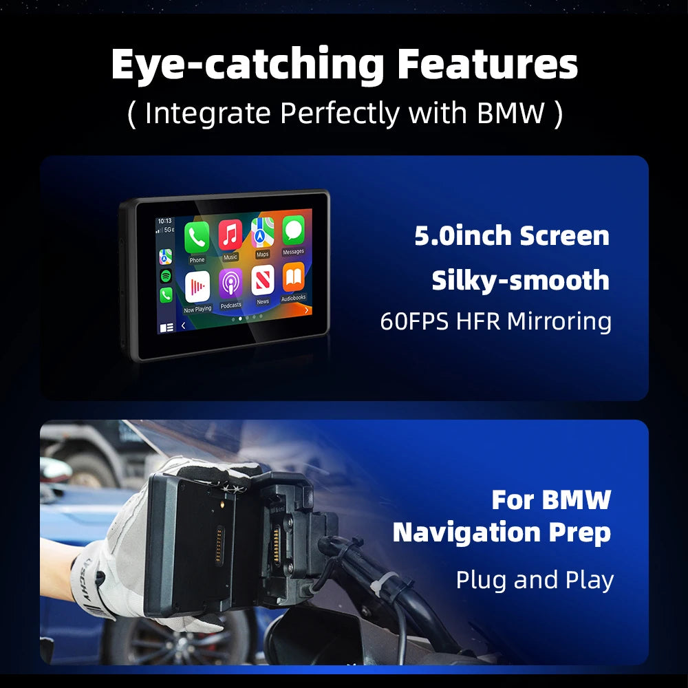 EKIY Wireless CarPlay Android Auto GPS Motorcycle Dashboard For BMW