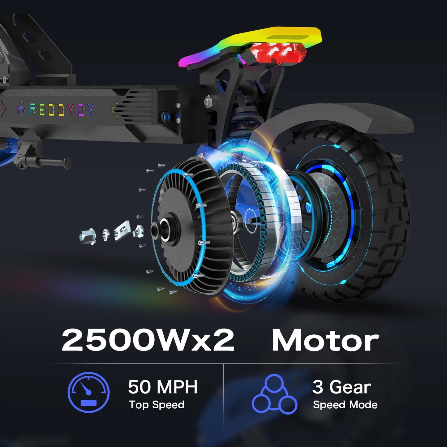 REDDYDY Electric Offroad Scooter Dual Motor 50 MPH
