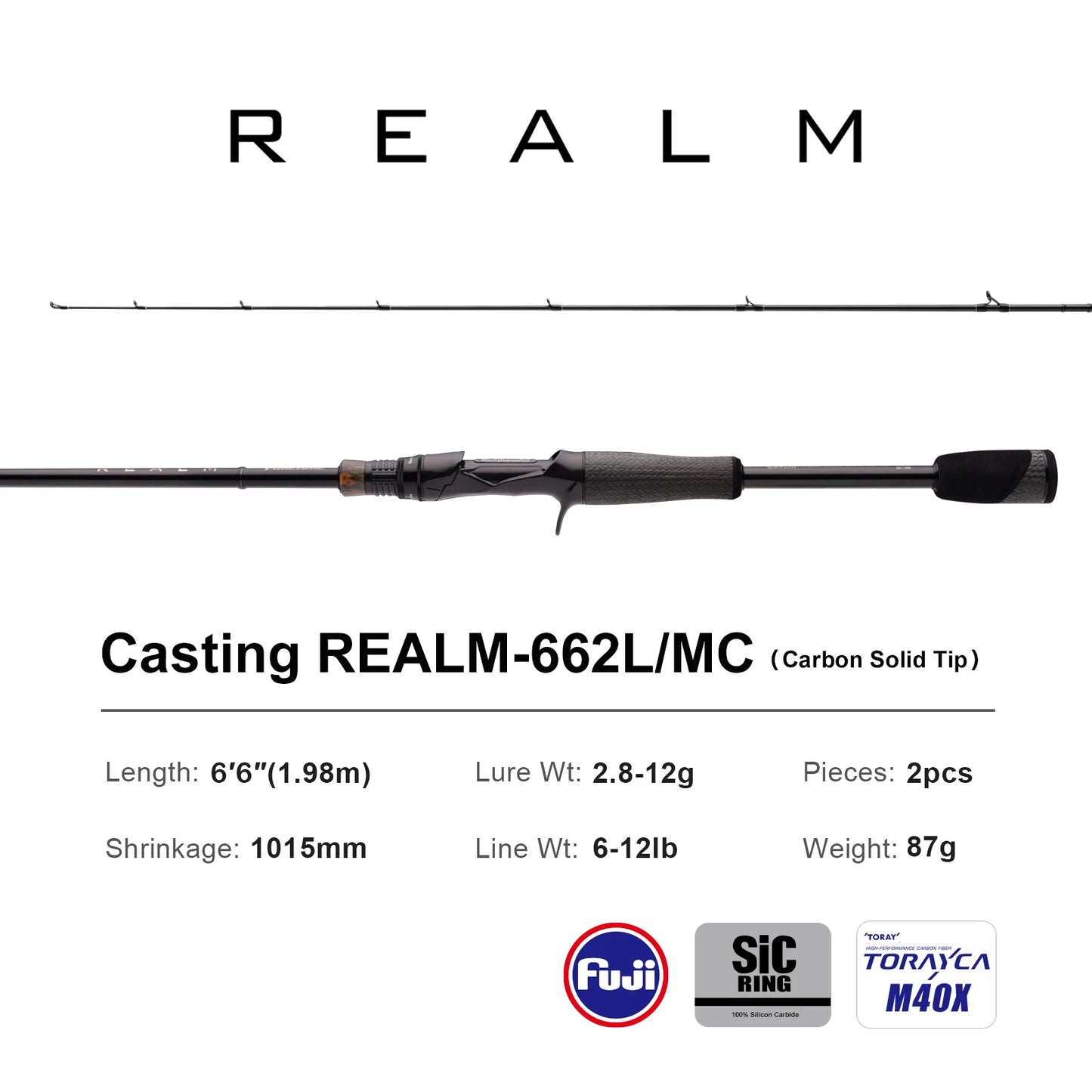 Pure-lure Realm Bass Rod FF Action Spinning Toray Carbon