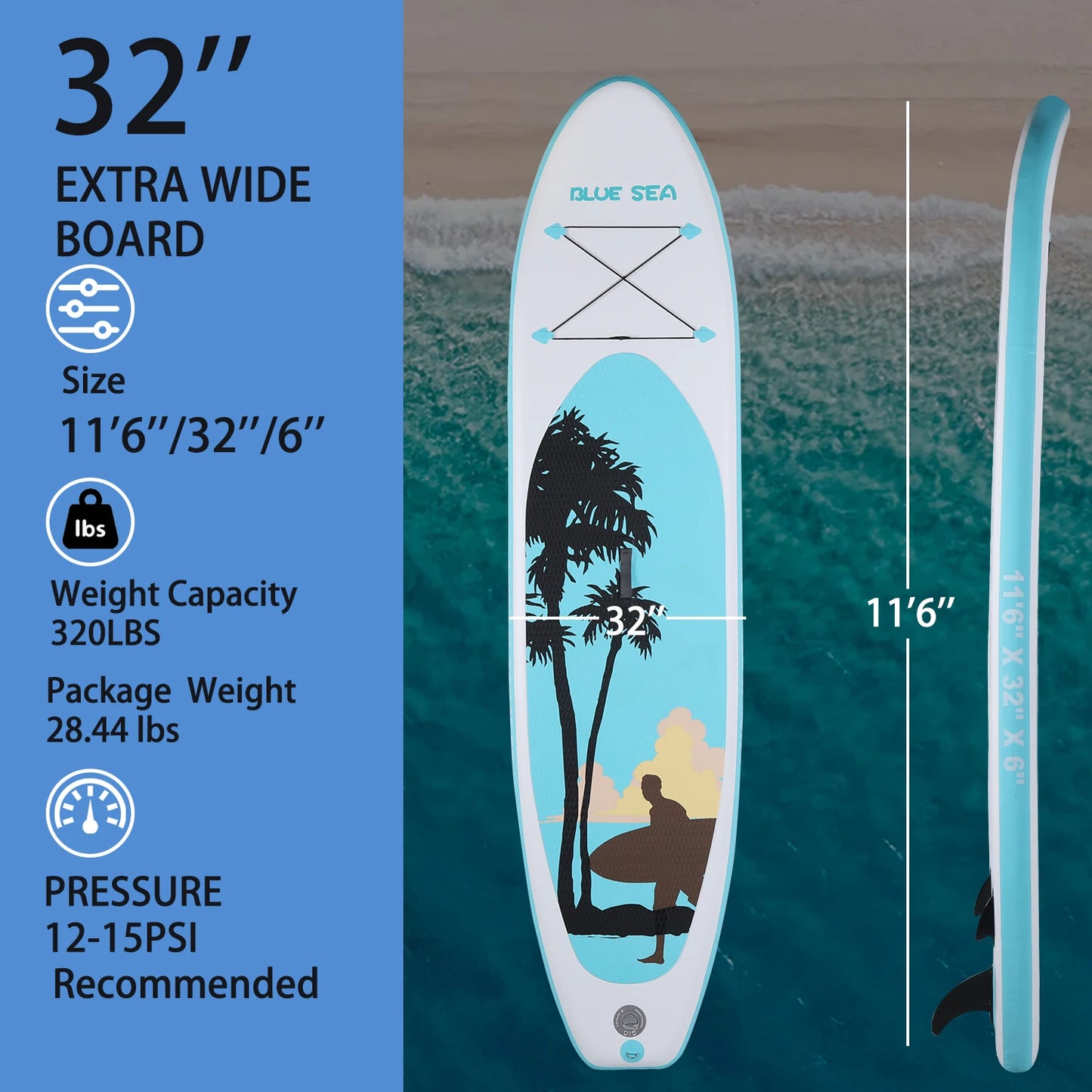 HHSJZWCY All Around Inflatable SUP Board with Paddle