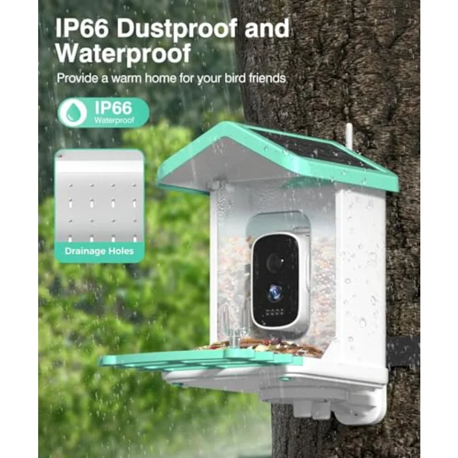 SHXI Solar Powered Bird Feeder With Camera 4K AI Bird Species Identification