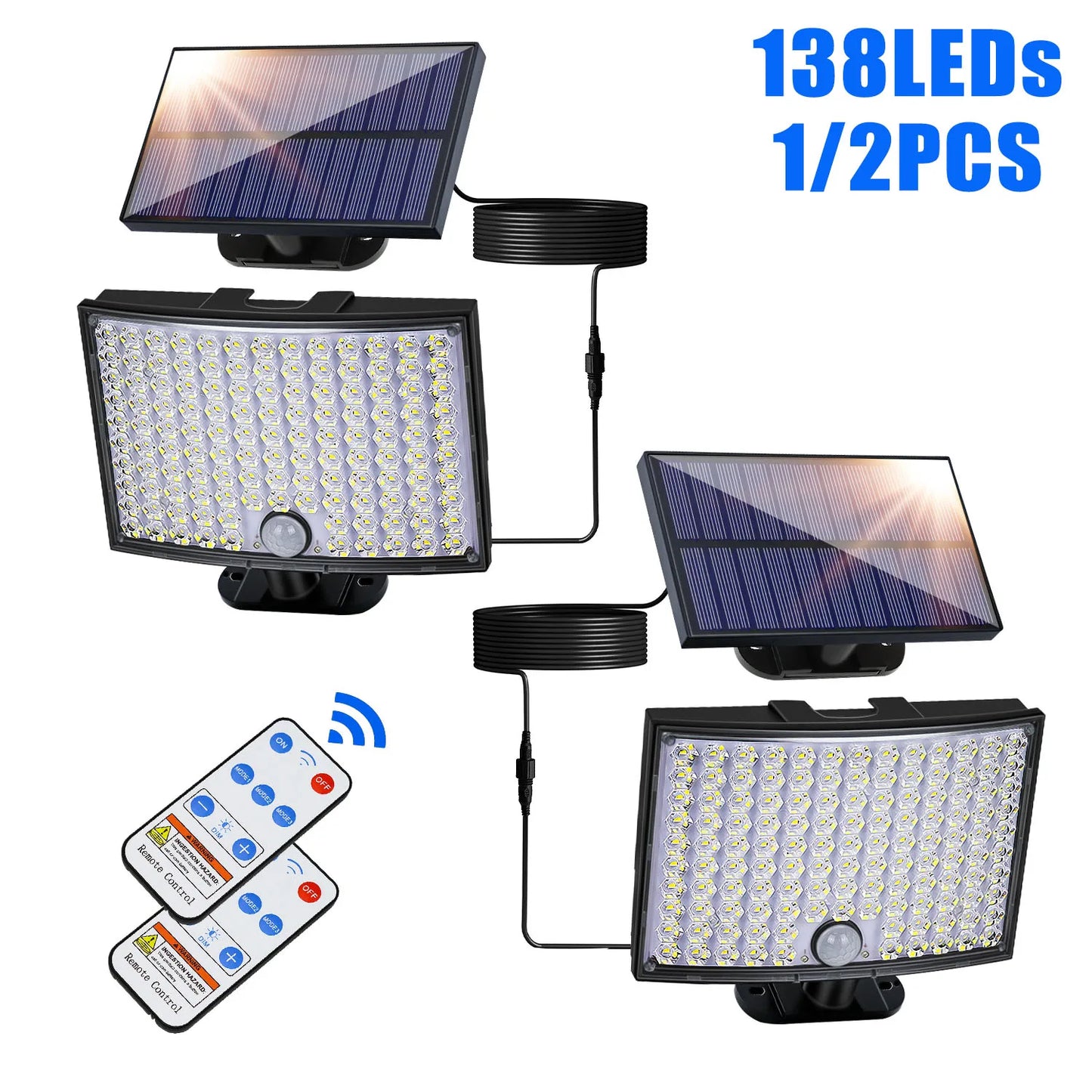 GHUSTAR Solar Motion Sensor Outdoor Lights IP65 Waterproof Garden Lamp
