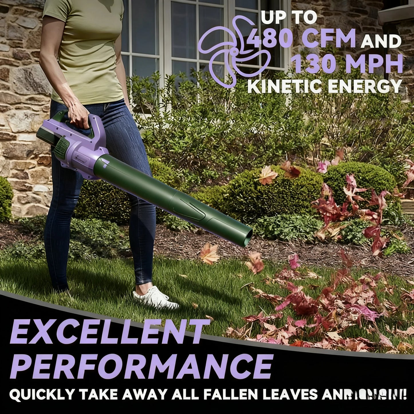 Cordless Leaf Blower With Six Speed Modes Battery Included
