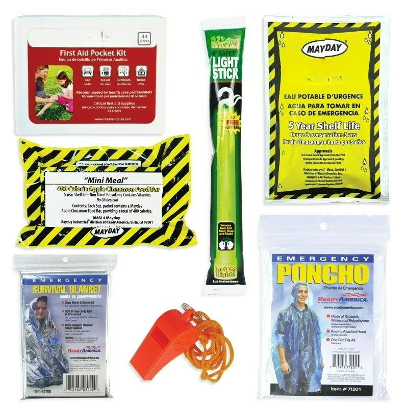 One Person Emergency Kit With Food Water And First Aid