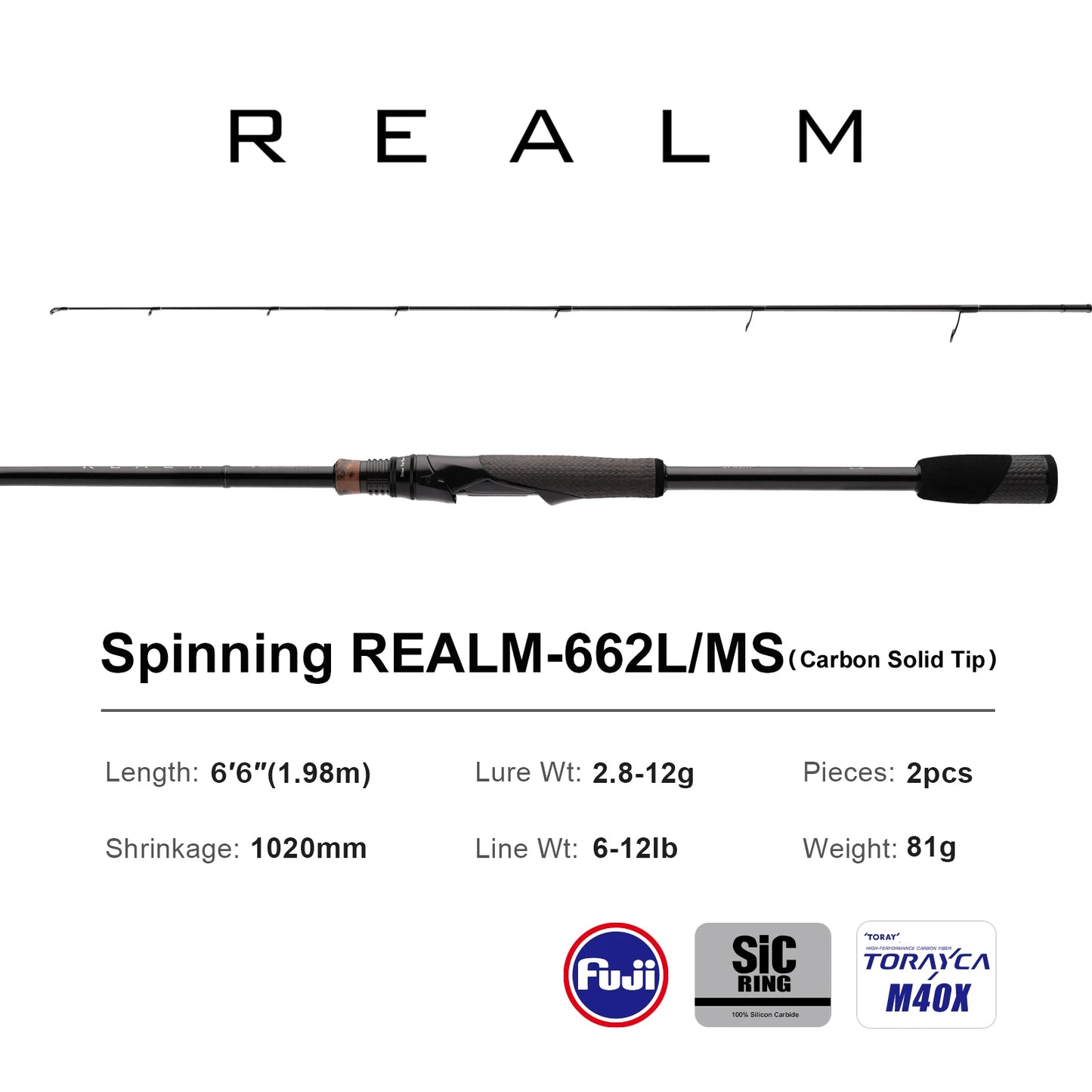 Pure-lure Realm Bass Rod FF Action Spinning Toray Carbon