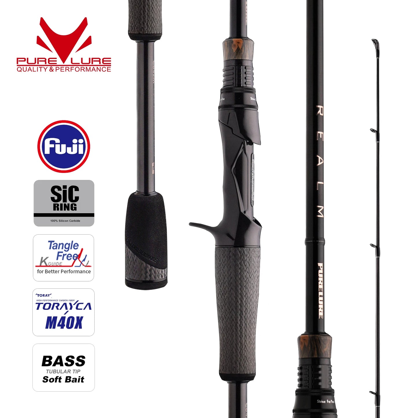 Pure-lure Realm Bass Rod FF Action Spinning Toray Carbon