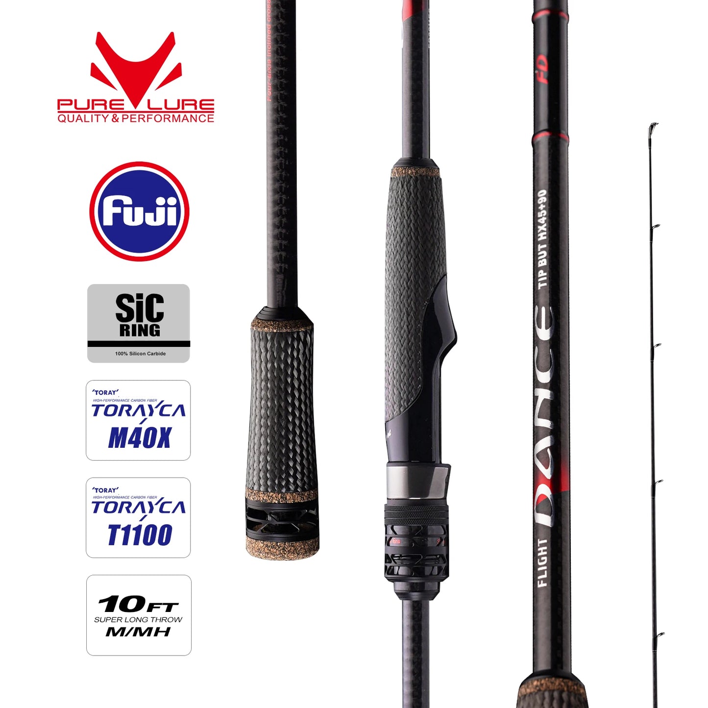 Pure-Lure New Dance Spinning Rod With Fuji Accessories And Reel