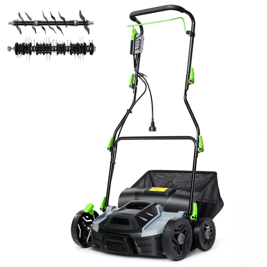 15.5 Amp Electric Lawn Dethatcher Scarifier 2-in-1