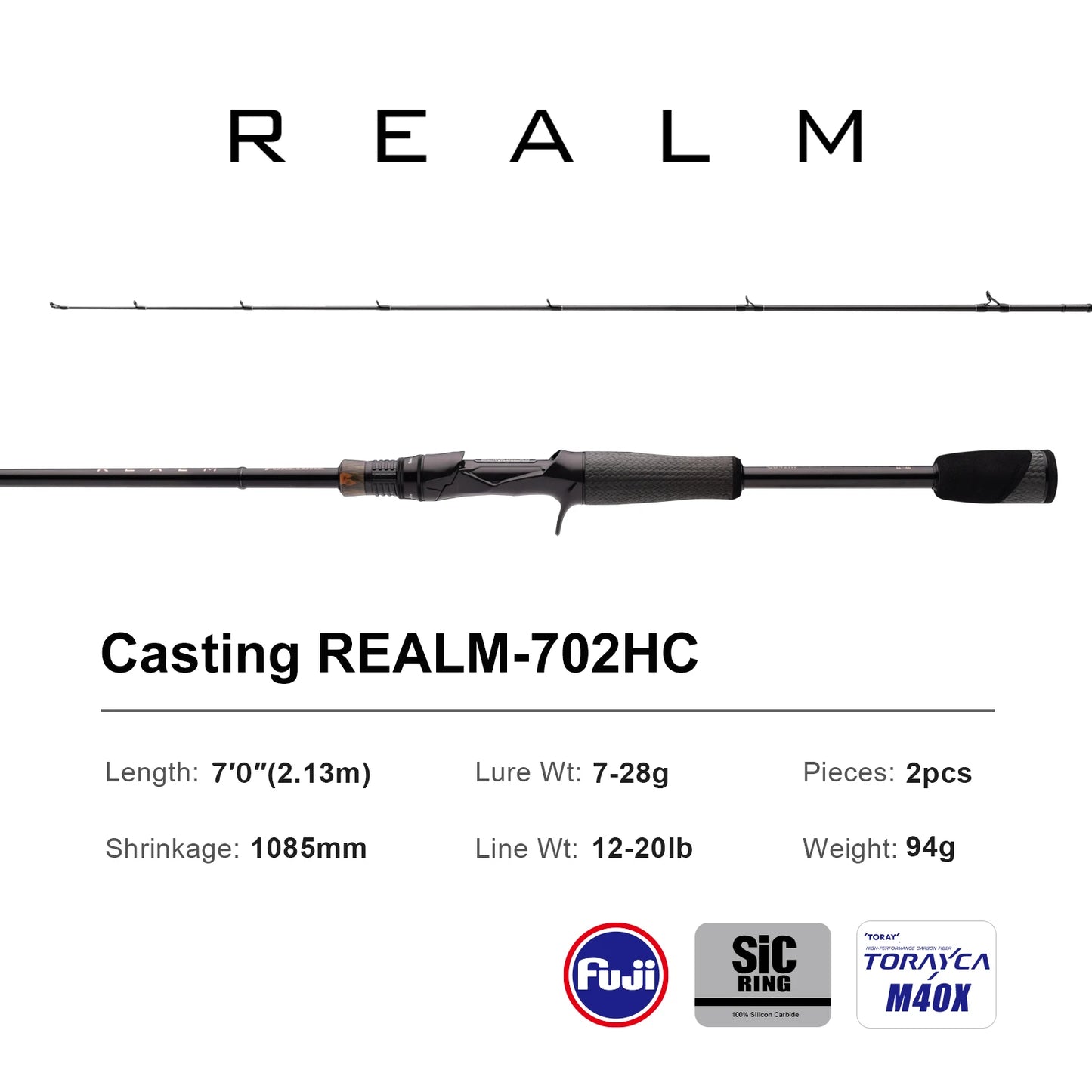 Pure-lure Realm Bass Rod FF Action Spinning Toray Carbon