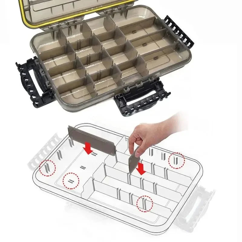 JSFUN Large Capacity Waterproof Fishing Tackle Box Storage Organizer