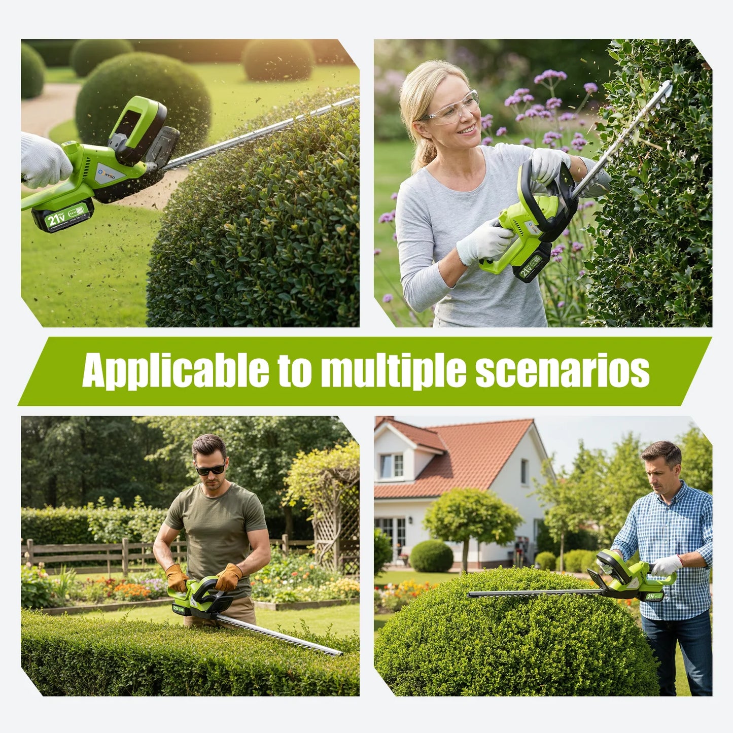 XYSD Cordless Hedge Trimmer With 21V 3.0Ah Batteries