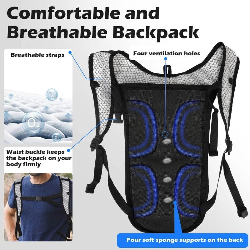 Hydration Backpack 2L with Lightweight TPU Oxford Cloth Water Bladder for Hiking